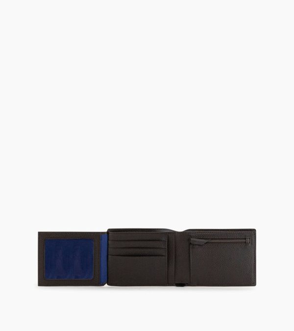 Charles horizontal, zipped wallet with 2 gussets in grained leather - Image 2