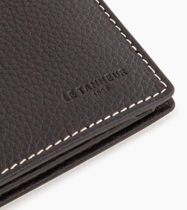 Charles horizontal, zipped wallet with 2 gussets in grained leather - Image 3