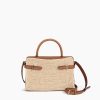 Emie medium handbag in raffia effect and smooth leather